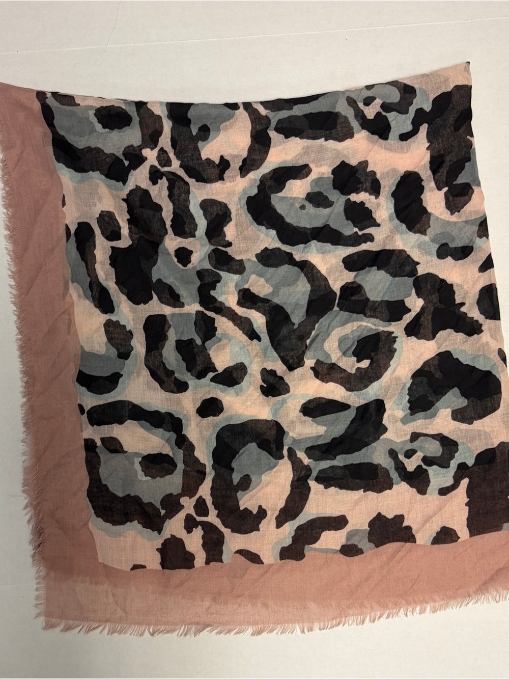 Women’s Pink Leopard Print Square Scarf Wrap Shawl Fringe Edge
